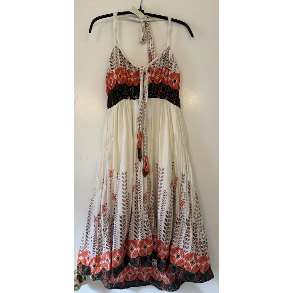 Bohemian White and Orange Sun Dress